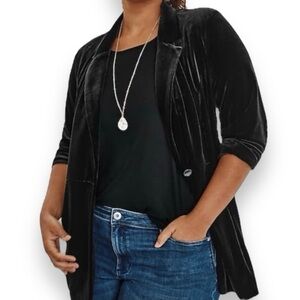 J. Jill Black Silk Blend Velvet Blazer - Size Small